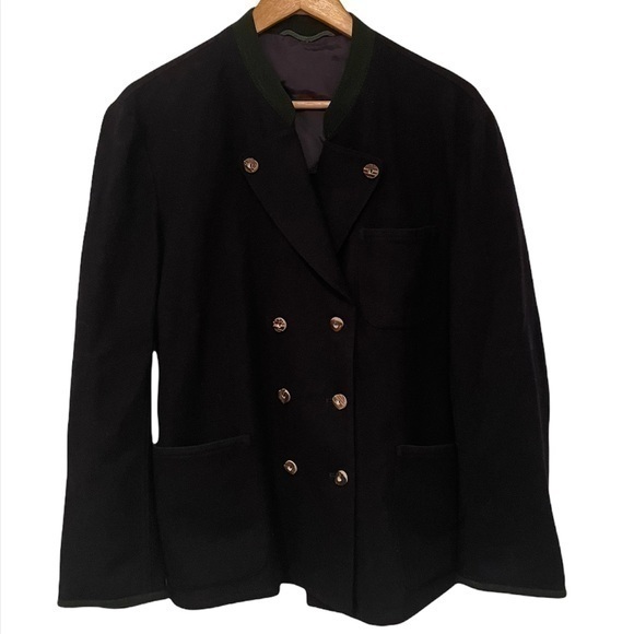 Other - Lorenfrey Soft Wool Navy Sailor Style Green Trimmed Coat with unique wood button